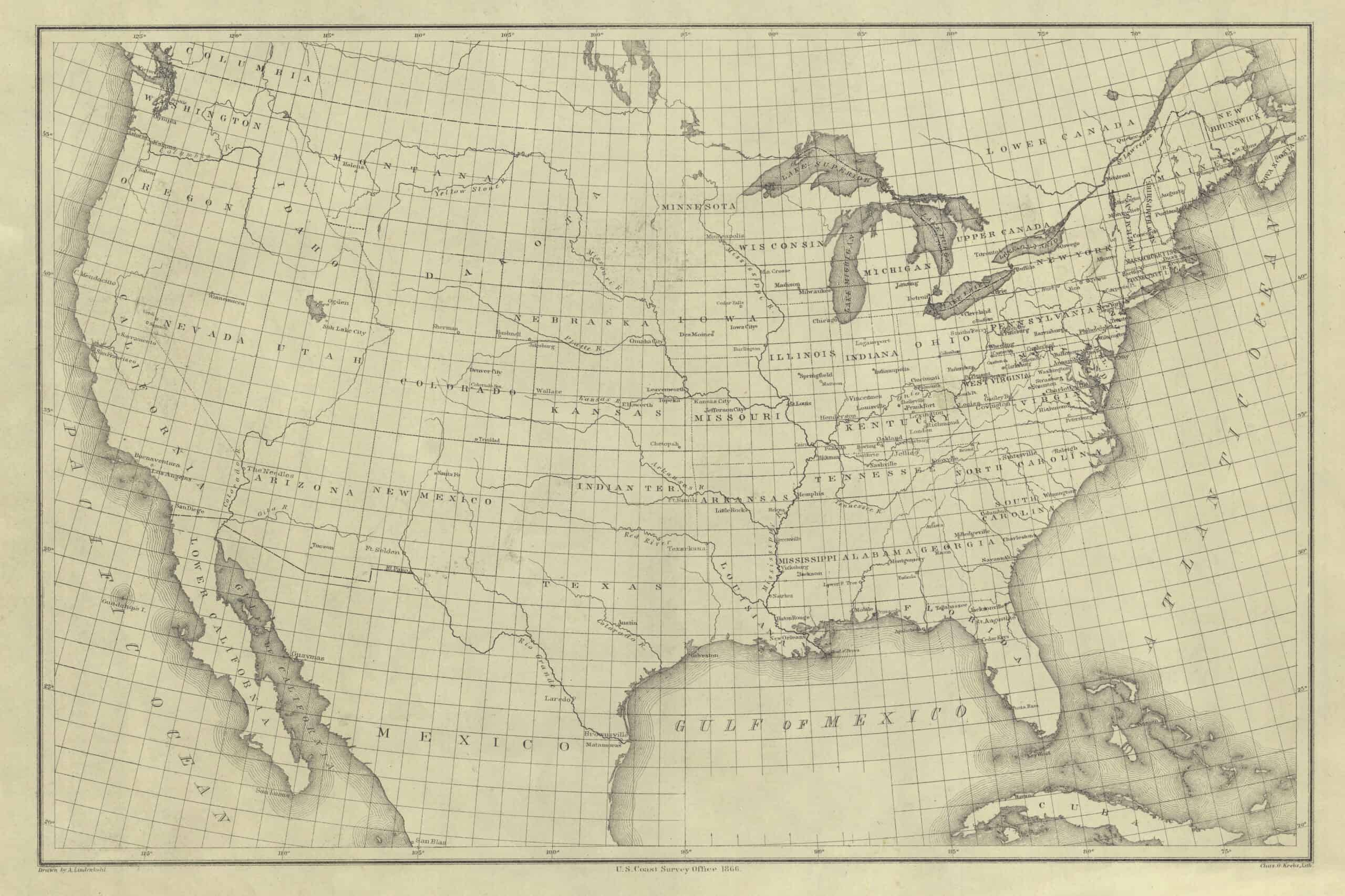 1866 USA Base Map